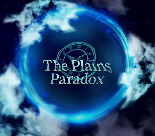 Glowing blue time portal surrounded by clouds, representing the Paradox on the Plains outdoor puzzle adventure by Défi-Évasion on the Plains of Abraham in Québec City